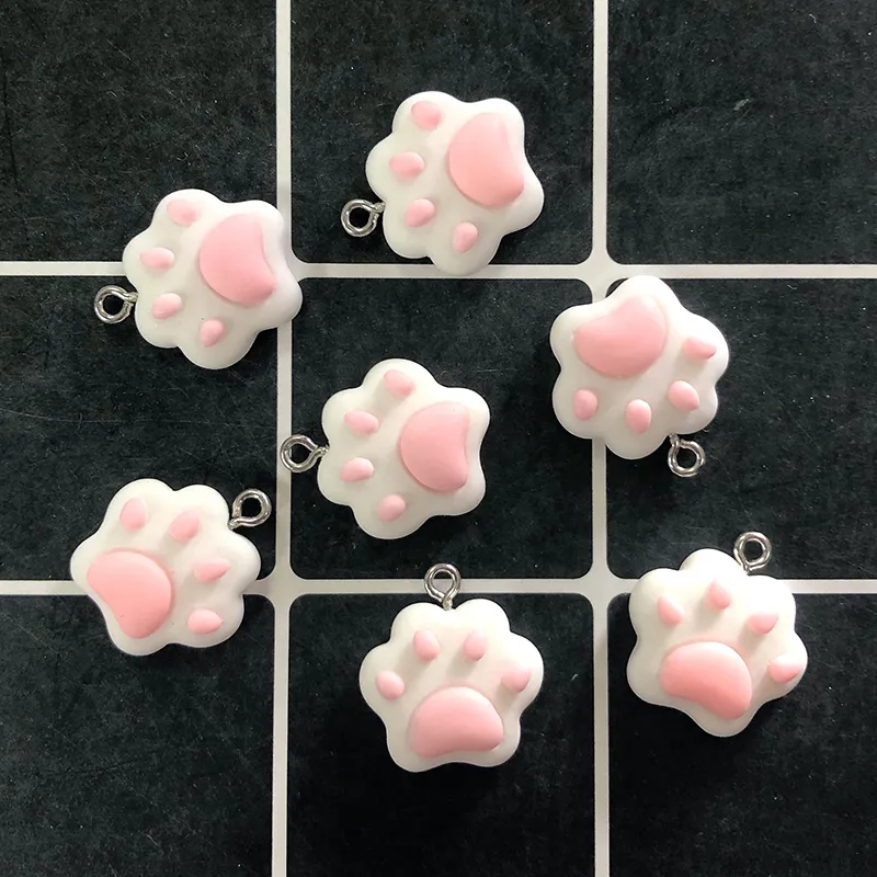 cute pink cat claw resin charms diy cartoon animal earring pet choker pendants jewelry accessory make d65