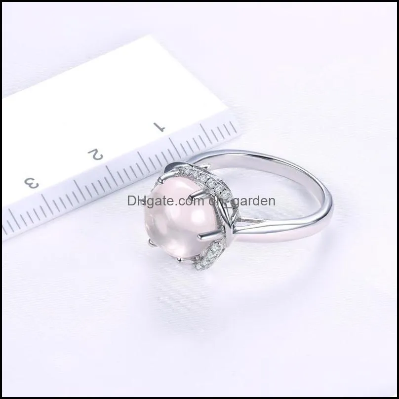 cluster rings hutang rose quartz engagement ring solid 925 sterling silver natural high quality gemstone fine fashion jewelry for