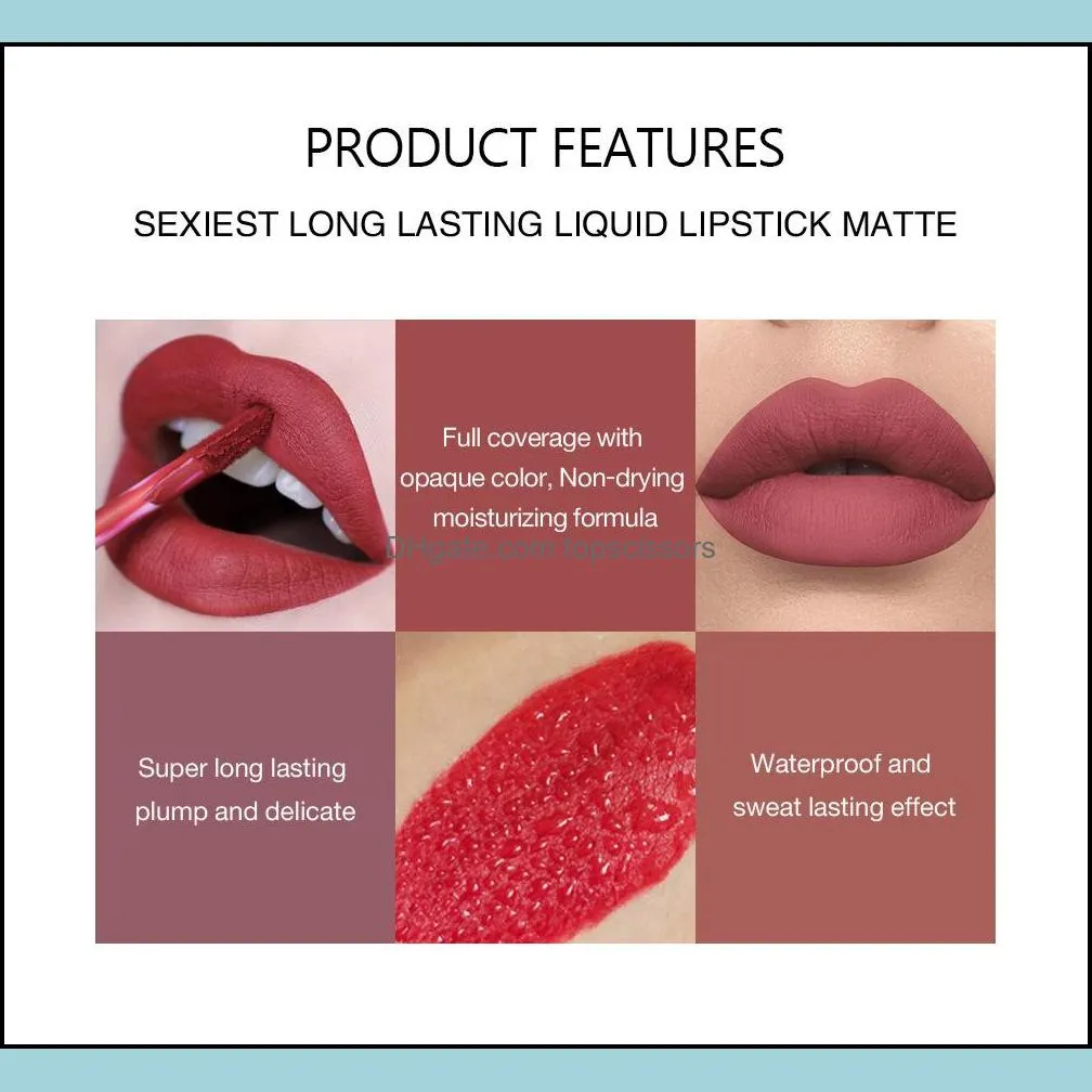 handaiyan lips cosmetics matte velvet lip gloss makeup waterproof nude tint liquid lipstick smooth colorful lipgloss cream make up