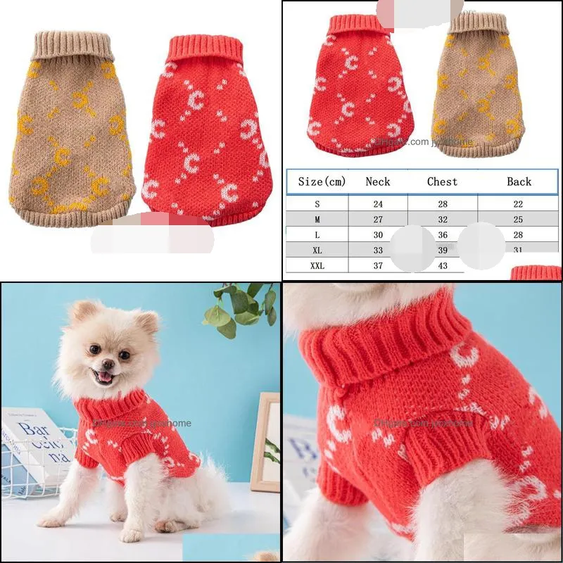 winter pet sweater turtleneck knitted brands dog apparel with classic jacquard letter pattern designer dog clothes for small dogs warm cat sweaters pets coat l