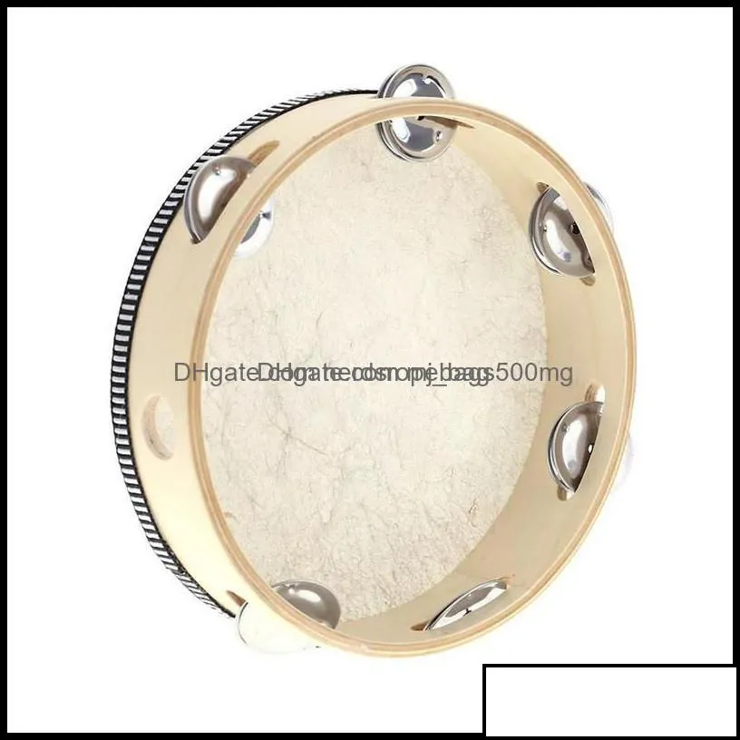 Party Favor Drum 6 Inches Tambourine Bell Hand Held Birch Metal Jingles Kids School Musical Toy Ktv Party Percussion Sea Ship 5018 Dr