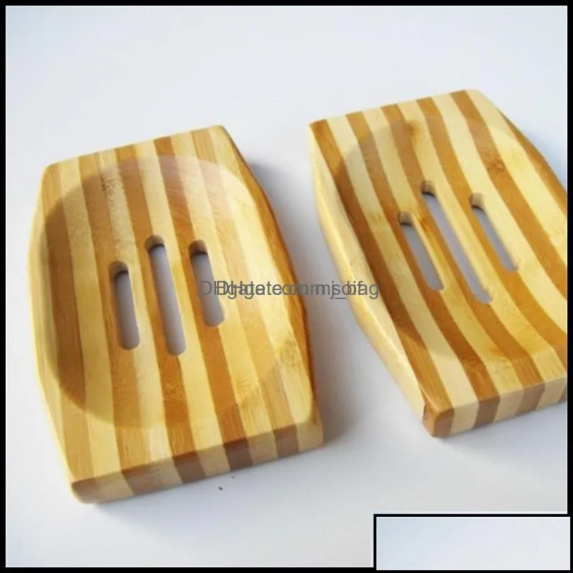 Soap Dishes Stripe Hollow Soap Boxes Natural Bamboo Draining Soaps Dish Storage Supplies For Shower Room 4 42Zz Q2 Drop Delivery Soif