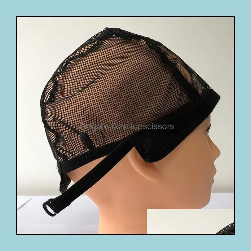 wig cap for making wigs with adjustable strap on the back weaving cap size glueless wig caps good quality hair net black