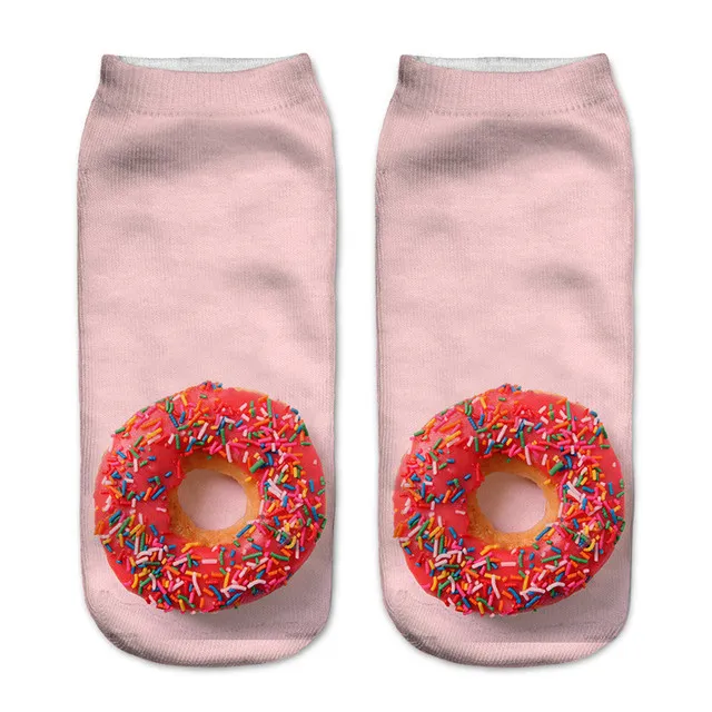 new donut nutella food fruit print 3d socks women kawaii ankle cute funny socks happy calcetines unisex sokken harajuku