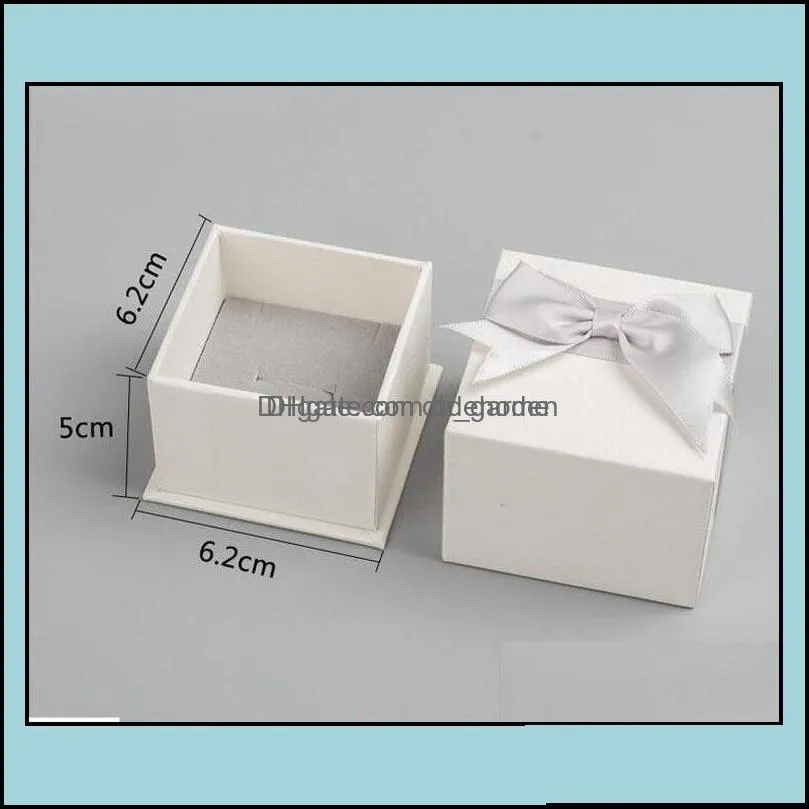 Jewelry Boxes Packaging & Display High Quality White Paper Box Of Necklace Ring With Ribbon Bag Earring Gift Jewellery Organizer Drop