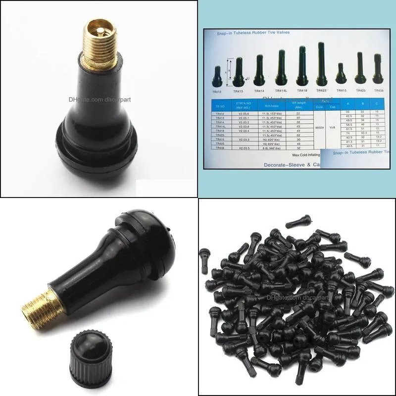 100pcs/lot tr413 brass car valve valves stem rims snapin tire auto tyre tubeless short rubber wheel accessory