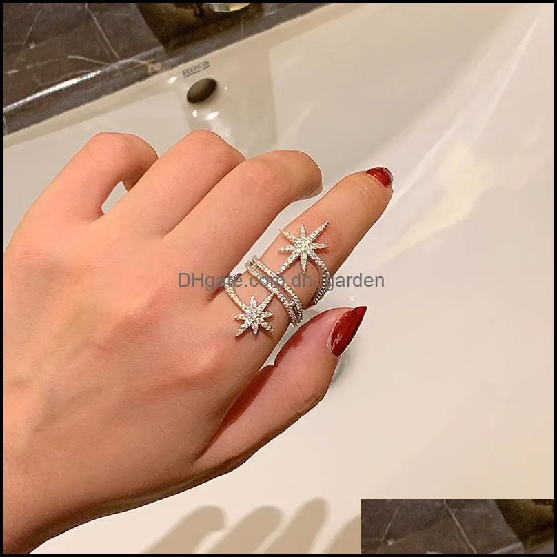 cluster rings romantic star lab diamond finger ring 925 sterling silver party wedding band for women bridal promise engagement