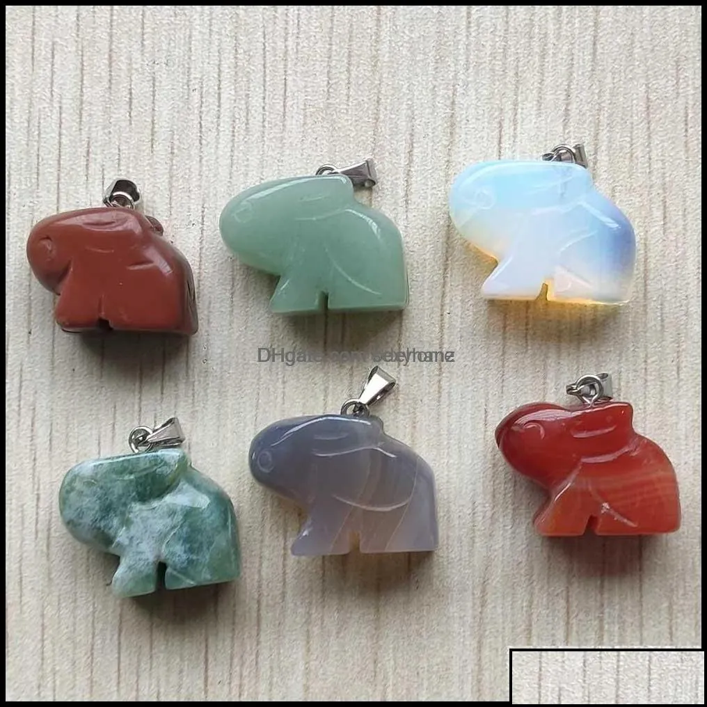 charms carved animal rabbit assorted natural stone charms crystal pendants for necklace accessories jewelry making drop deli sexyhanz