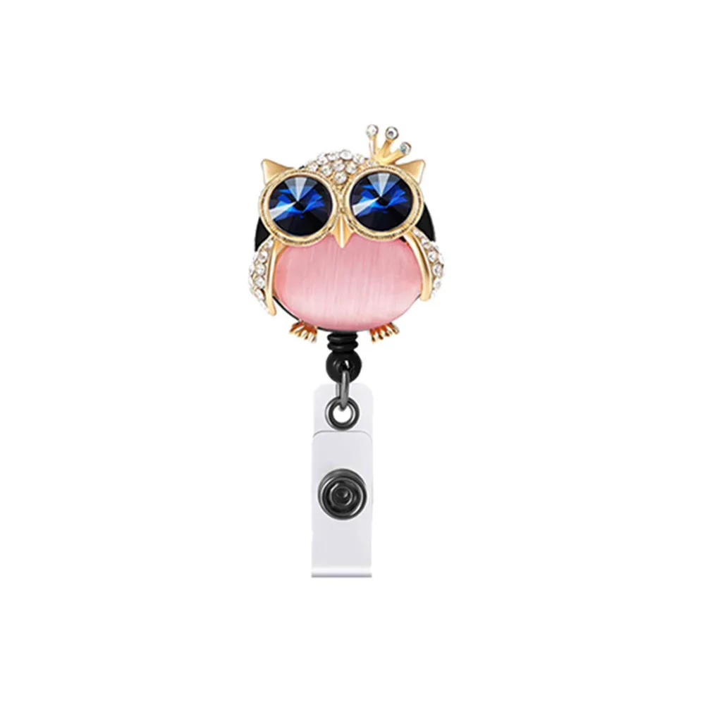 new diamond butterfly owl shape retractable nurse badge reel clip badge holder students doctor id card holder metal ornament