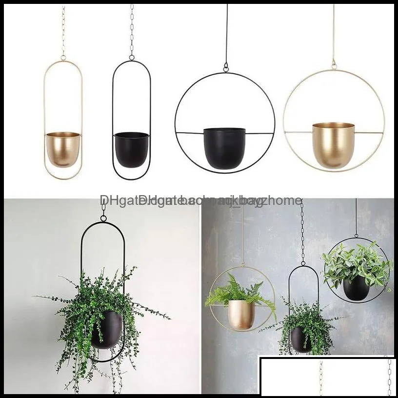 Planters Pots Garden Supplies Patio Lawn Home Metal Plant Hanger Chain Hanging Basket Flower Pot Holder Balcony Cachepot For Flowers