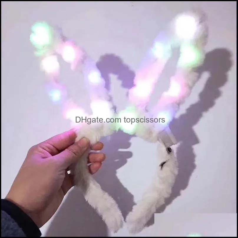 luminous plush rabbit ears led light headband childrens performance christmas birthday cosplay party bunny hair accessories 20pcs