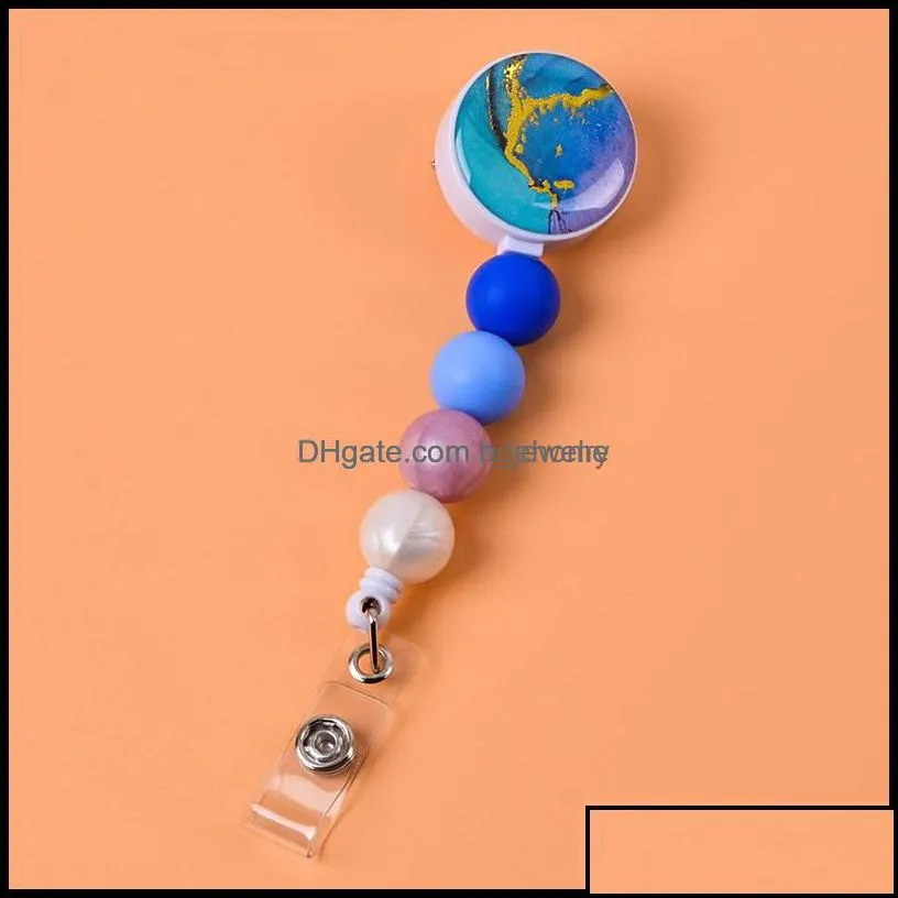 Key Rings Sile Bead Retractable Badge Reel Key Rings Bpa Colorf Teething Chains Id Holder Belt Clip Jewelry Gift Drop Delivery 2021 Hj