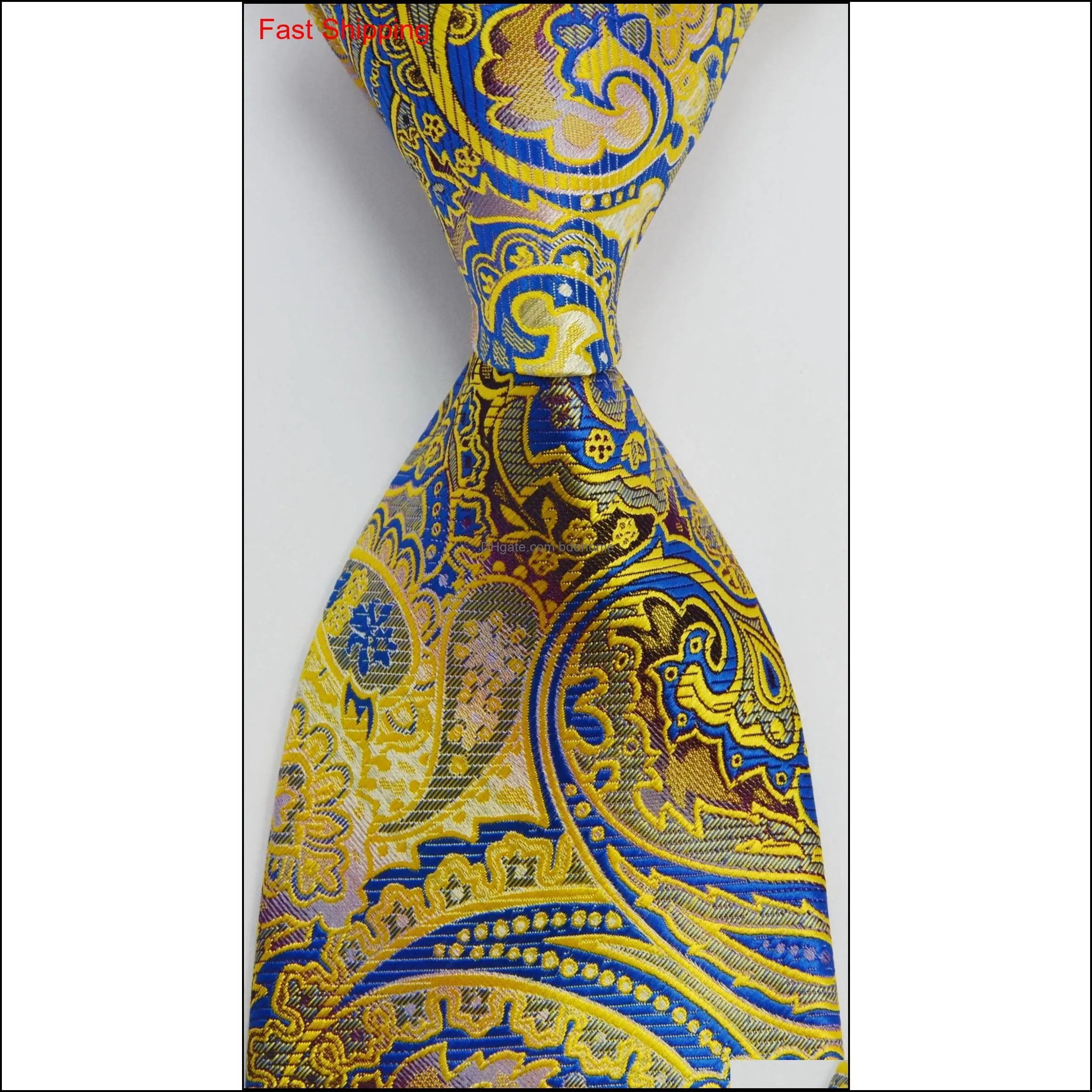mens floral tie silk necktie gold blue jacquard party wedding woven fashion design gz7201116 7of1j