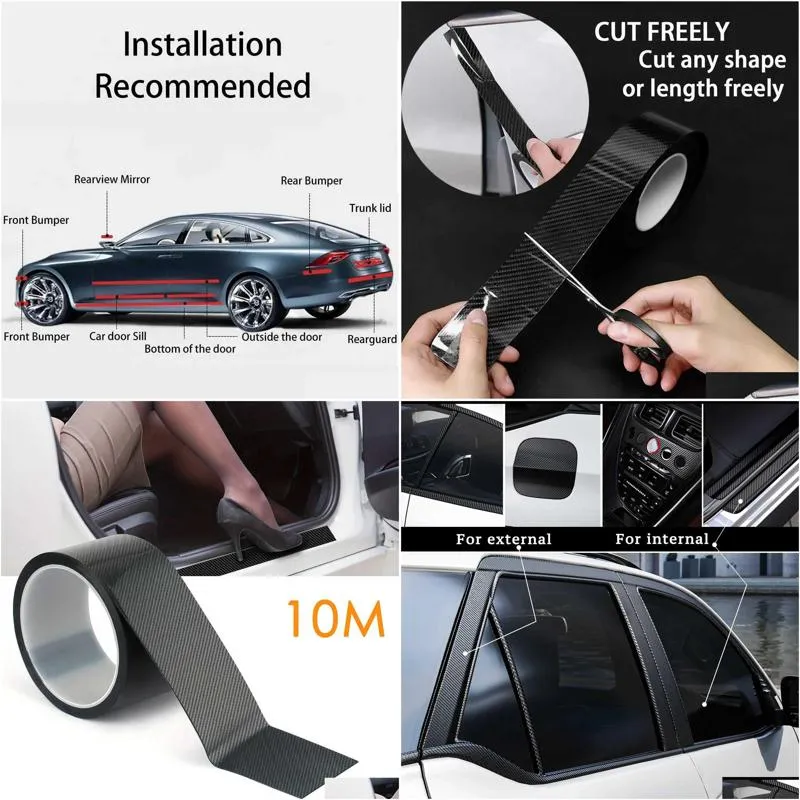 Car Stickers: 110M Nano Carbon Fiber 3D Wrap Tape, Door Mirror ...