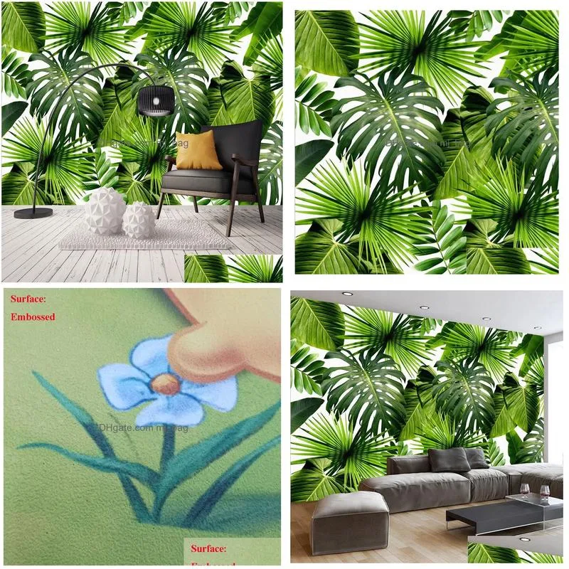 Personalized 3D Mural Palm Tree Wallpaper Tropical Rain Forest, Banana ...