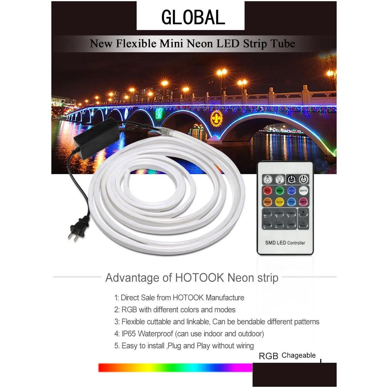 Led Neon Rope Light Outdoor RGB 50 Meter Waterproof SMD 3528 30 LEDs/M ...