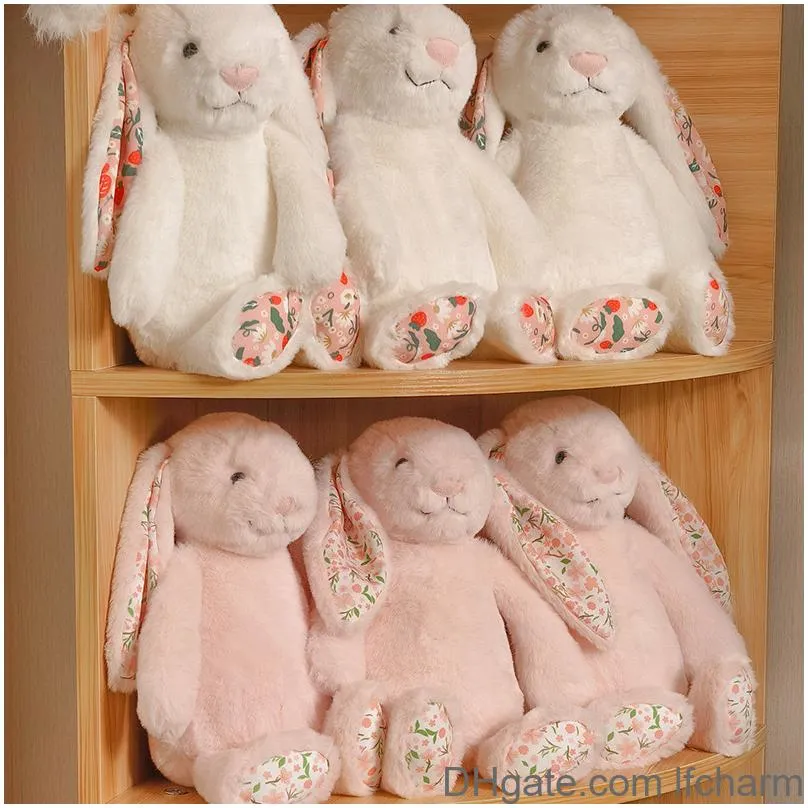 Stuffed & Plush Animals Jelly Bonnie Bunny Toy With Floral Drooping Ears Cute Flower Eared Soothing For Childrens Birthday Gift Drop D Otnci
