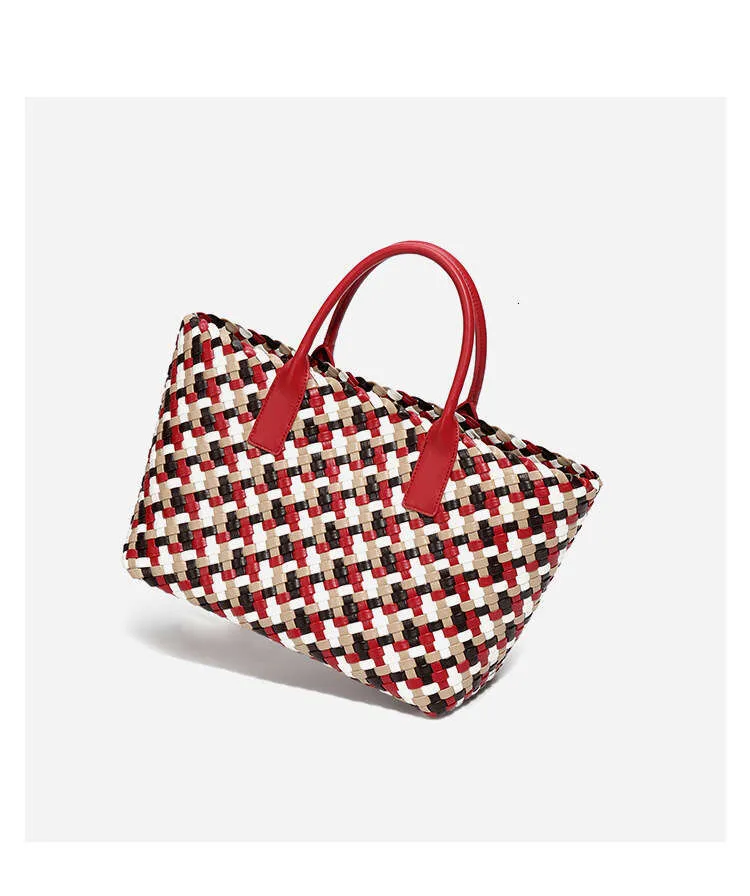 Nuova borsa da donna intrecciata, colorata, con texture, grande capacità, casual, versatile_voghion.com