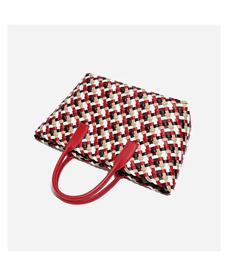 Nuova borsa da donna intrecciata, colorata, con texture, grande capacità, casual, versatile_voghion.com