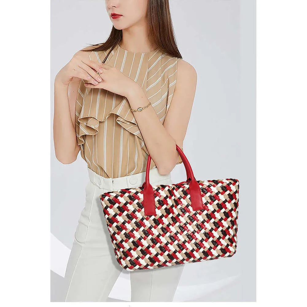 Nuova borsa da donna intrecciata, colorata, con texture, grande capacità, casual, versatile_voghion.com