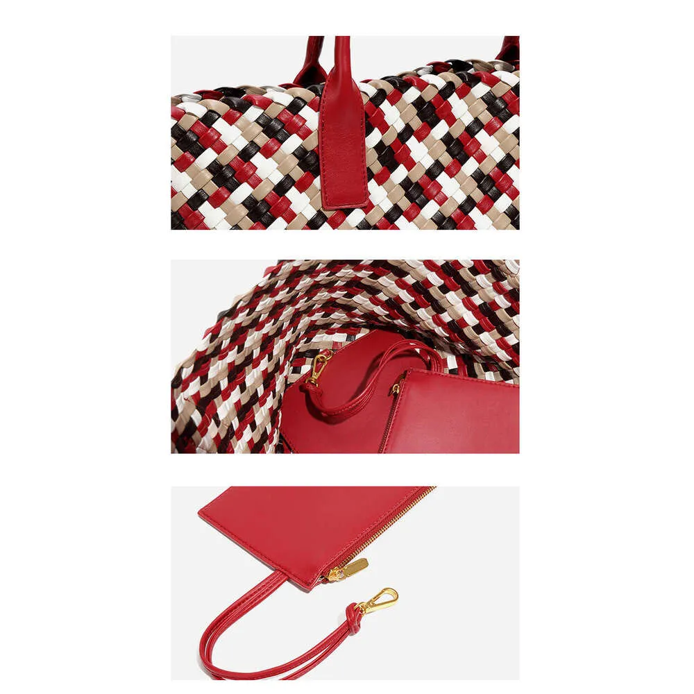 Nuova borsa da donna intrecciata, colorata, con texture, grande capacità, casual, versatile_voghion.com