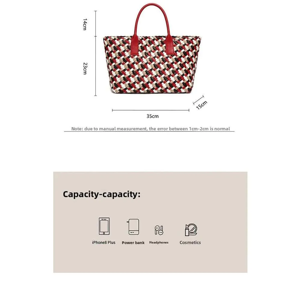 Nuova borsa da donna intrecciata, colorata, con texture, grande capacità, casual, versatile_voghion.com