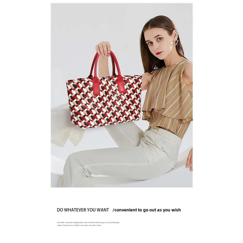Nuova borsa da donna intrecciata, colorata, con texture, grande capacità, casual, versatile_voghion.com