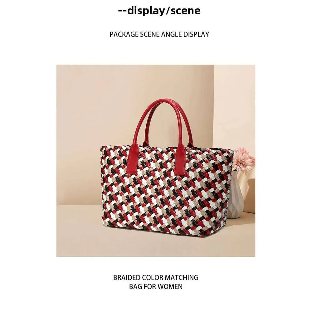 Nuova borsa da donna intrecciata, colorata, con texture, grande capacità, casual, versatile_voghion.com