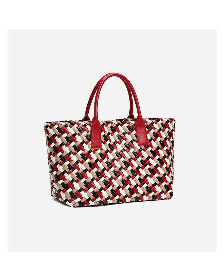 Nuova borsa da donna intrecciata, colorata, con texture, grande capacità, casual, versatile_voghion.com