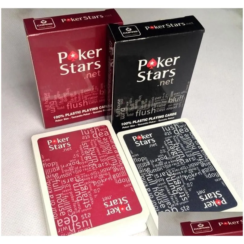 Christmas Toy Red/Black Texas Holdem Plastic Playing Card Game Poker Cards Waterproof And Dull Polish Star Drop Delivery Toys Gifts N Dhazo