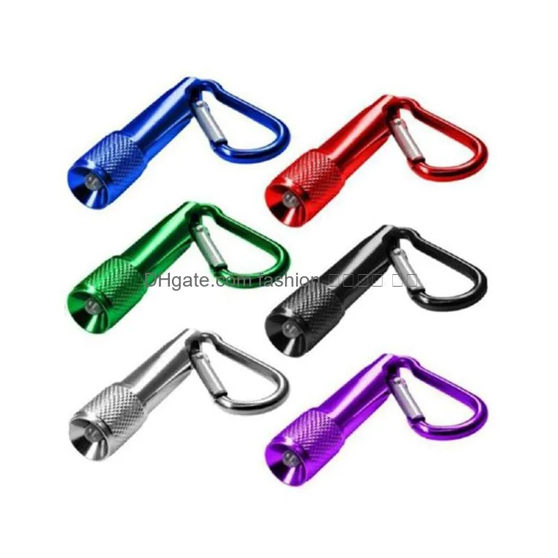 Led Mini Flashlight Aluminum Alloy Torch With Carabiner Ring Keychains ...