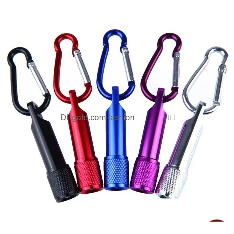 Led Mini Flashlight Aluminum Alloy Torch With Carabiner Ring Keychains ...