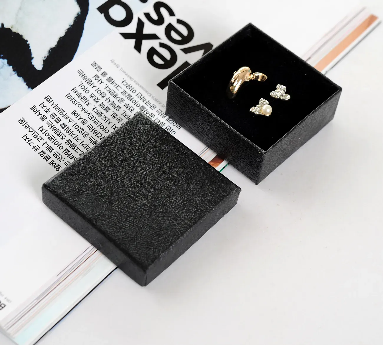 simple seven 6 36 32 3cm classic black jewelry ring box specialty paper bracelet carrying box festival pendant display with sponge248R