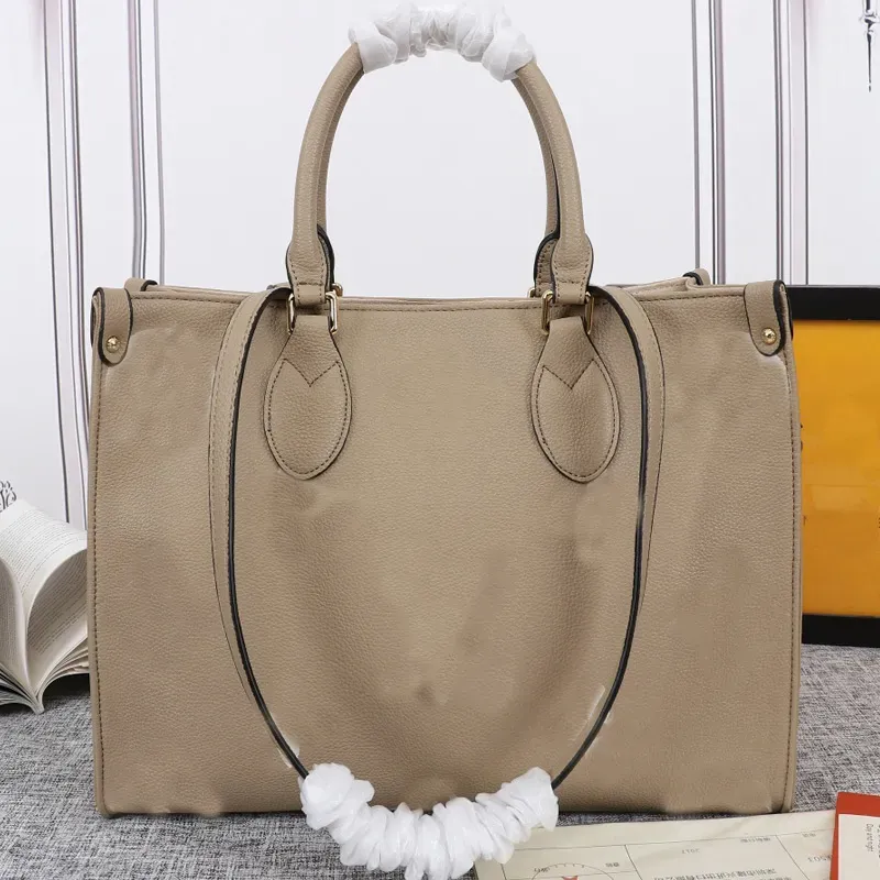 Tote Bag Women Handbag Fashion Shoulder Bags Embossed Classic Letter Grained Cowhide Leather Large Capacity Shopping Handbags Free Ship