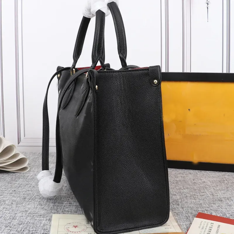 Tote Bag Women Handbag Fashion Shoulder Bags Embossed Classic Letter Grained Cowhide Leather Large Capacity Shopping Handbags Free Ship