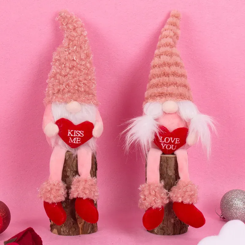 Valentines Day Gnome Plush Doll Scandinavian Tomte Dwarf Toys Valentine`s Gifts for Women/Men Wedding Party Decor