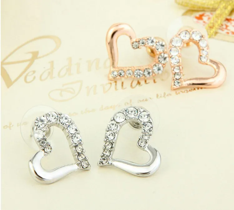 Fashion Heart Crystal Necklace Earrings Jewelry Sets For Women Best Gift Simple Personality Bride Jewelry Sets 1247-80