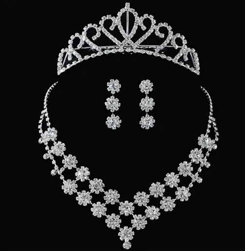 Accessori la sposa di cristallo di moda set di gioielli di spina con corona di orecchini da collana sposa sposa spedizione gratuita 2091