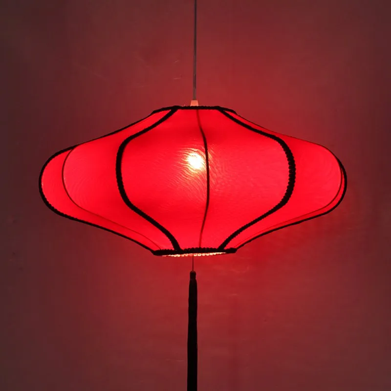 Style chinois lanterne salle à manger suspension lampe abat-jour en tissu Chinatown Restaurant suspendus lumières rétro salon goutte Light1888