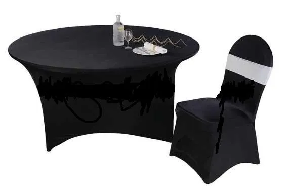 6ft redondo negro spandex mesa de mesa 210gsm de alta calidad para boda, fiesta, uso del hotel