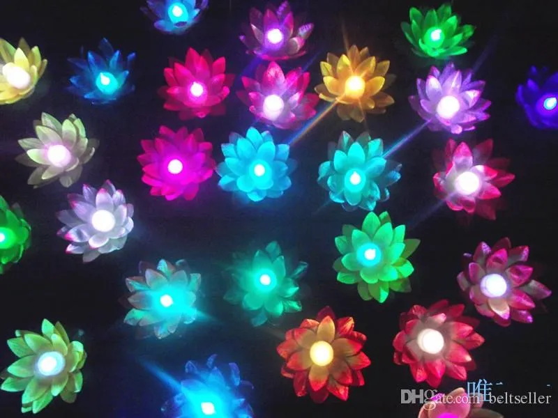  19cm Diameter LED Lotus flower lamp in Colorful Changed floating water Wishing Light Water Lanterns For wedding Party Decorations supplies