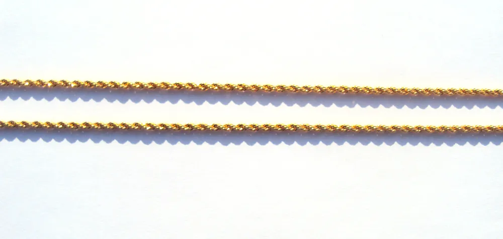 Sottile rivestimento in oro giallo 14k Fine corda francese Collana lunga Parti della catena 100% vero oro non solido, non denaro 246U