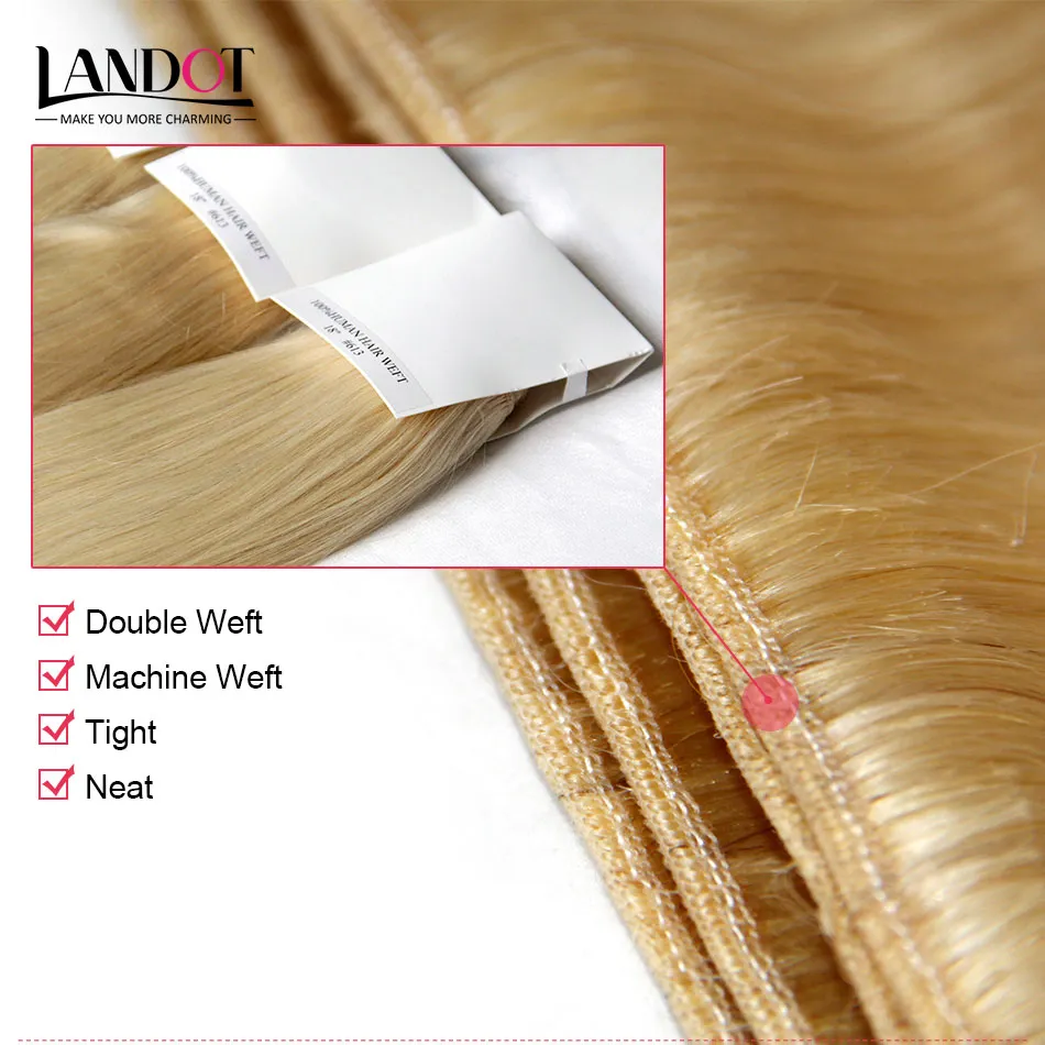 Brazilian Body Wave Hair Grade 8A Color #613 Bleach Blonde Human Hair Weave Bundles Brazilian Hair Extensions 3/12-30 Inch Double Wefts