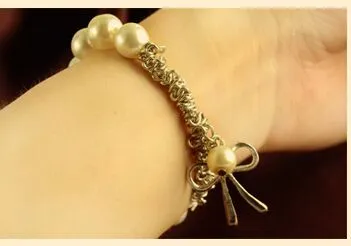 Vente chaude New Fashions belle perle bow nouveau bracelet bracelet perle bracelet bracelet livraison gratuite avec numéro de suivi