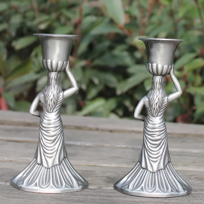 Pewter plated angel candle stick for wedding or events, / retro single head candlesticks 14 cm height home decorations