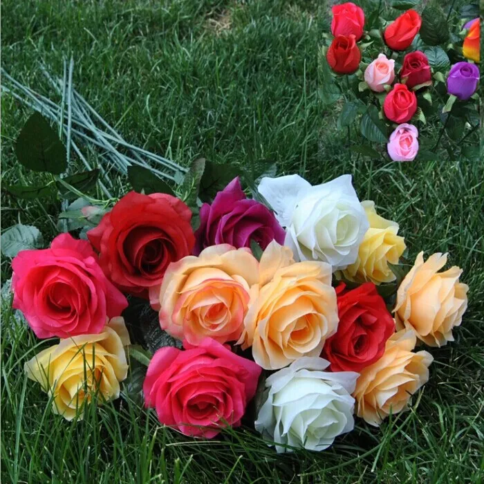  Top Quality Elegant Artificial Silk Rose Flower Simulation Home Decor Bouquet For Wedding Centerpieces Decorations Supplies