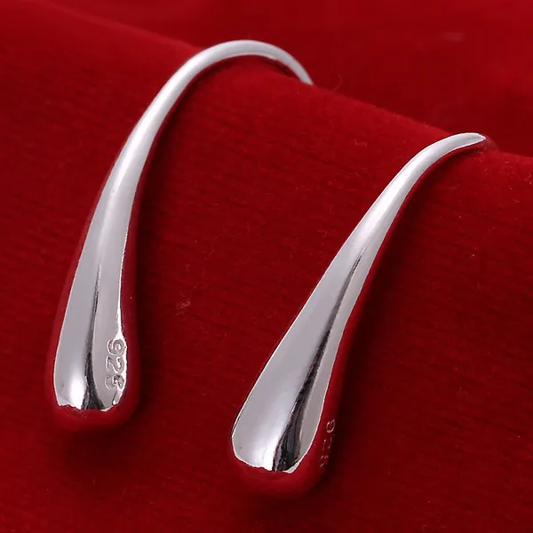 Helt nya Sterling Silver Plated Water Droplets Ear Hook DFMSE004 Women's 925 Silver Dangle Chandelier örhängen 10 Par A LO282K