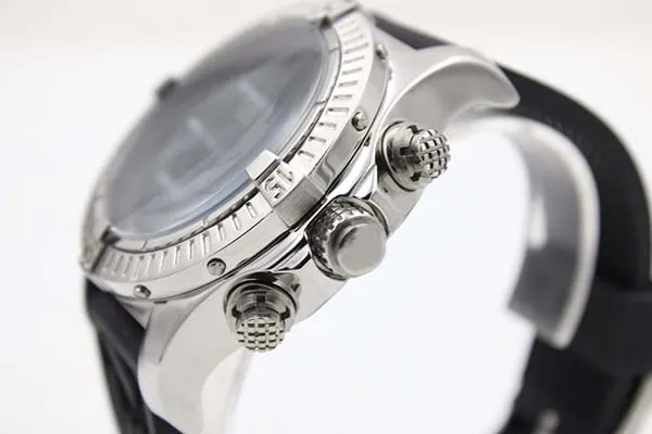 Nouveau cadran noir Seawolf montre en caoutchouc loup de mer Quartz chronographe ceinture hommes blanc inoxydable pointeur montres hommes sport poignet W2835