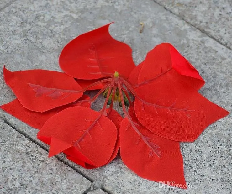 Rojo 100p Dia 20cm 7 87 Simulación artificial Poinsettia de seda Flor de Navidad Flores decorativas 2068