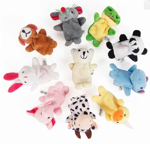 500 pçs / lote DHL Fedex Animal Fantoches de Dedo Crianças Bebê Bonito Jogo Storytime Veludo Brinquedos De Pelúcia Assorted Animais